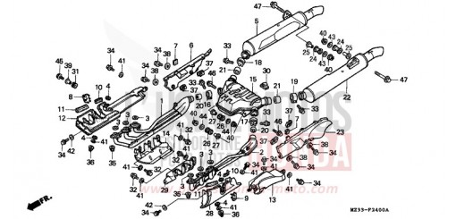 SILENCIEUX D'ECHAPPEMENT (GL1500AP/AR/AS/AT) GL1500AP de 1993